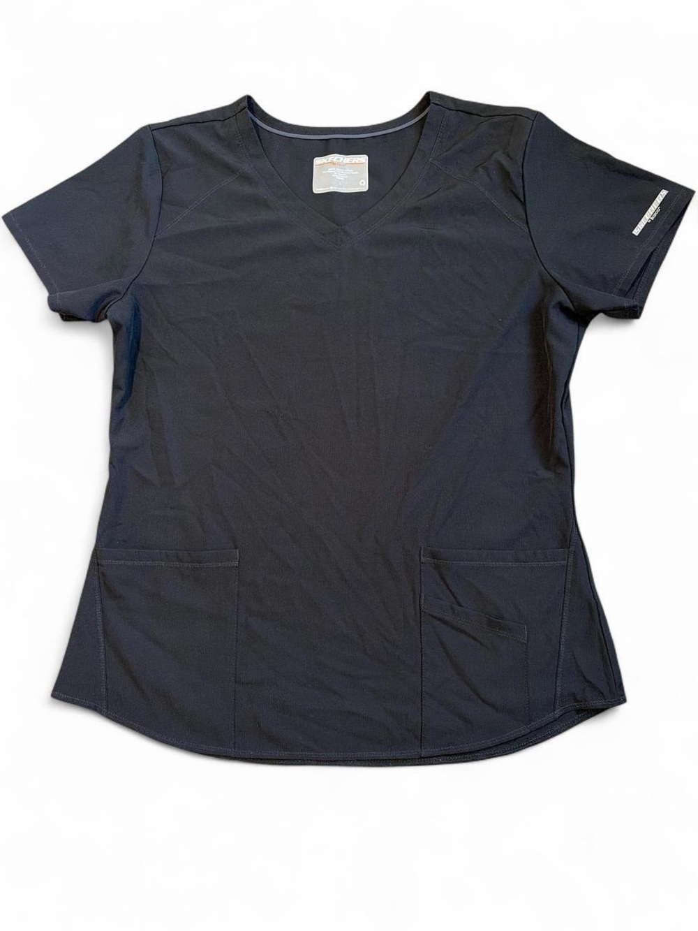 Skechers Women's Black V-Neck Scrub Top with Pockets